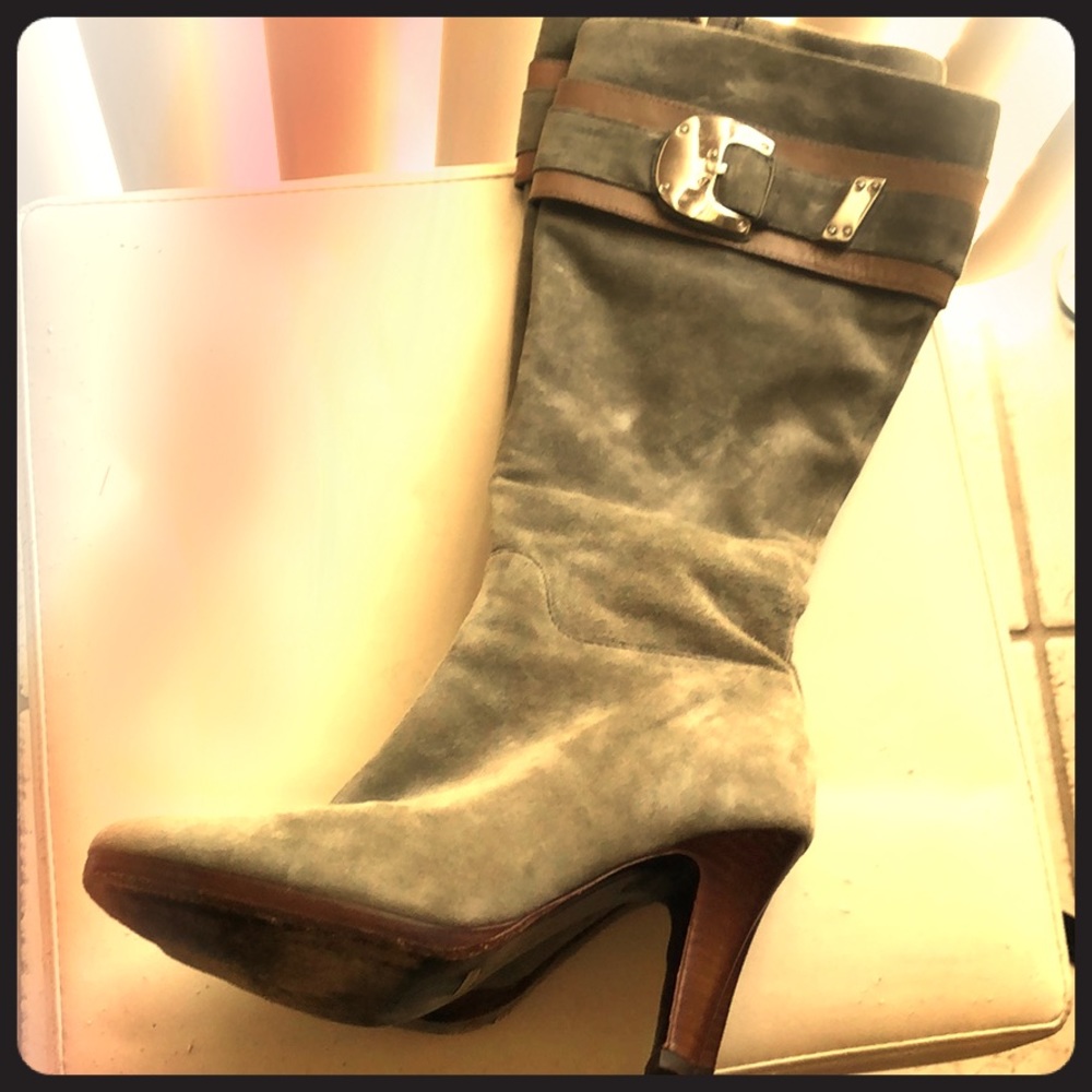Cole Haan tall gray suede boots size 5